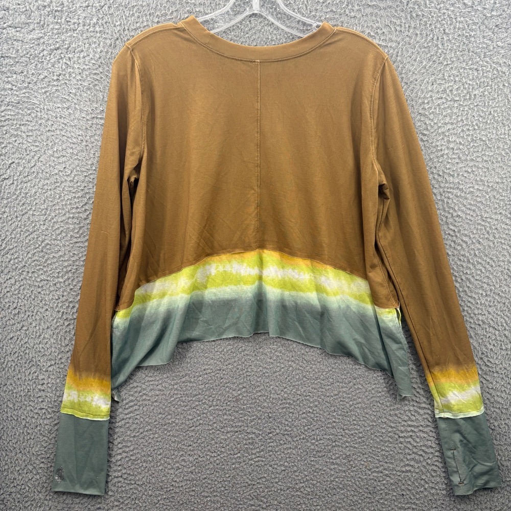 Free People Movement Shirt Womens M Brown Tie Dye Cropped Shirt Long Sleeve - Picture 8 of 10